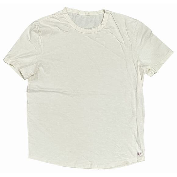 Marine Layer Men's T-Shirt Tailored Crew Saddle Hem Stretch Tee in Cream - Picture 1 of 7